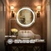 30 inch Round Medicine Cabinet with Lights,Led Medicine Cabinet with Defogger,Illuminated Mirror Cabinet for Bathroom,Dimmable,Defogger,3 Color Temperature 3000k-6500k Gold