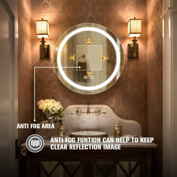 30 inch Round Medicine Cabinet with Lights,Led Medicine Cabinet with Defogger,Illuminated Mirror Cabinet for Bathroom,Dimmable,Defogger,3 Color Temperature 3000k-6500k Gold