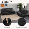 A Ainehome Sectional Sofa Sets, Living Room Furniture Sets Modern Faux Leather Sofa Couch 5-Seat Sofa for Living Room(A-Black, Sofa+Loveseat)