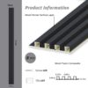 WPC Slat Wall Paneling, Modern Accent 3D Wall Panels, 8-Piece 94.5" x 6.6" TV Wall Panel, Bedroom, Living Room, Matte Black