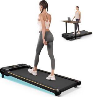 Walking Pad with Incline, Under Desk Treadmill for Home Office, 2.5HP Portable Treadmills with Panel & Remote Control, 4 in 1 Walking Running Machine Manual Incline, Compact Treadmill 265LB Capacity