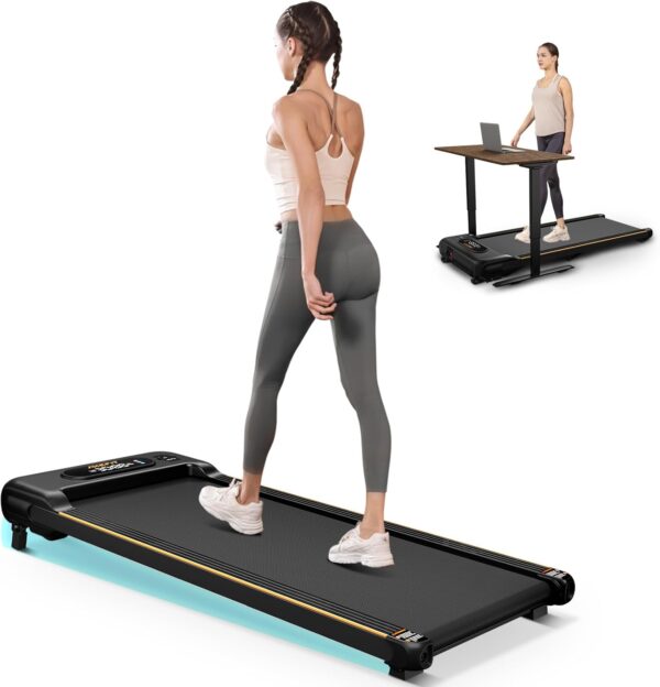 Walking Pad with Incline, Under Desk Treadmill for Home Office, 2.5HP Portable Treadmills with Panel & Remote Control, 4 in 1 Walking Running Machine Manual Incline, Compact Treadmill 265LB Capacity