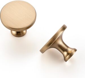 30 Pack 1-1/4 Inch Round Champagne Bronze Cabinet Knobs, Solid Zinc Drawer Pulls, Handles for Kitchen, Dresser, Closet, and Bathroom Cabinets, Modern Bronze Hardware