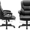 Furmax Office Executive Chair High Back Adjustable Managerial Home Desk Chair, Swivel Computer PU Leather Chair with Lumbar Support (Black)