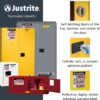 Justrite 60 Gallon Manual Close Flammable Storage Cabinet, 18 Gauge Steel, 2 Shelves, 2 Door Fire Cabinet, 65" x 34" x 34", Made in The USA, Yellow, 896000