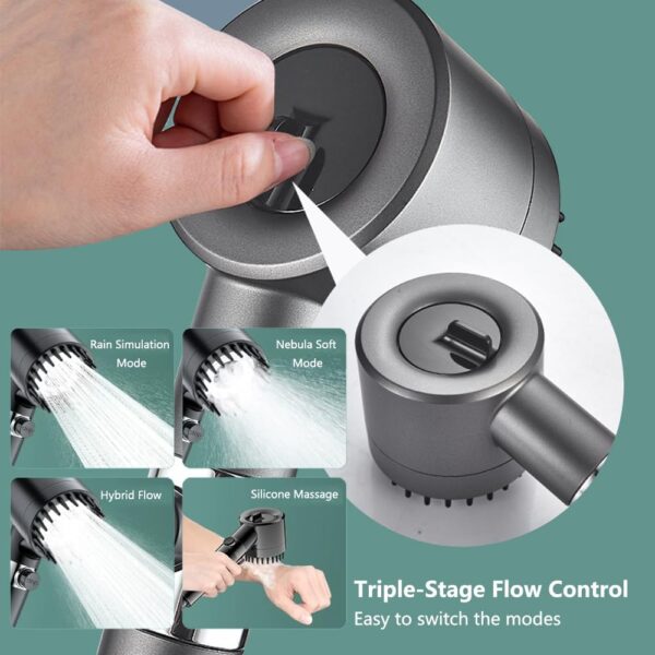 611q12J4vOL._AC_SL1000_.jpg Filtered Shower Head with Handheld & High Pressure - Ion Drops Shower Head with 75" Stainless Hose for Hard Water | 3 Spray Modes Shower with 10 Replaceable Filters