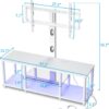 White TV Stand with Power Outlets, Led Light, Mount for 32-70 Inch TV, Entertainment Center with Open Storage Shelf for Bedroom/Living Room/Office