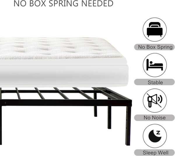 Queen Size Bed Frame with Steel Slats Support, Sturdy and Durable, No Box Spring Needed, 16 Inch High 3500lbs Heavy Duty Metal Platform Frames with Storage, Noise-Free, Black