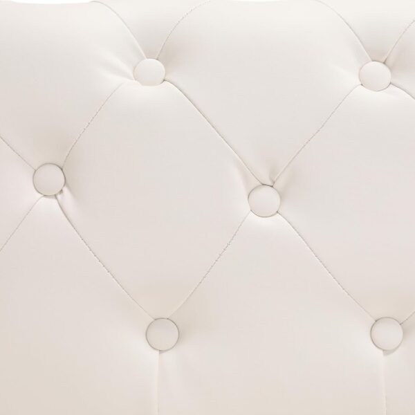Morden Fort Button Tufted Faux Leather Modern Luxury Couch, 3 Seater Sofa with Deep Seats Couches for Living Room, Office, Apartment, White