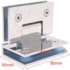Set of 2 Frameless Glass Door Hinges, Stainless Steel, Polished, Modern Style, Suitable for 6-12mm Glass, 60-80cm Width, 90 Open/Close