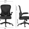Hbada Office Chair Ergonomic Desk Chair, Office Chairs with PU Silent Wheels, Breathable Mesh Computer Chair with Adjustable Lumbar Support, Flip-up Armrests, Tilt Function, Black