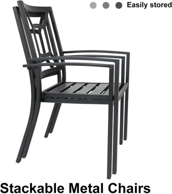 MFSTUDIO Patio Dining Chairs Set of 2, Outdoor Wrought Iron Furniture Set Stackable Chairs with Armrest,Black