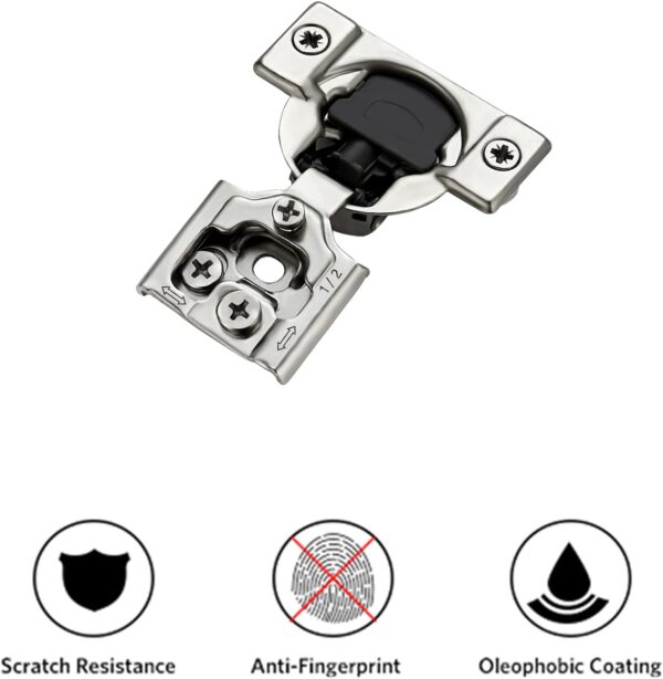 Ravinte 50 Pack 25 Pair 1/2 inch Overlay Cabinet Hinges Soft Close Hidden Door Hinge for Kitchen Cabinet Hinges Stainless Steel Adjustable Hinges Satin Nickel Cabinet Hardware