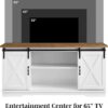 Walker Edison Richmond Modern Farmhouse Sliding Barn Door TV Stand for TVs up to 65 Inches, 58 Inch, Stone Grey