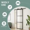 JUBEST 36in x 96in Glass Barn Door, Clear Tempered Glass Carbon Steel Pre Drilled Frame Sliding Barn Door Panel with 6FT Hardware Kit and Soft Close, Easy to Install