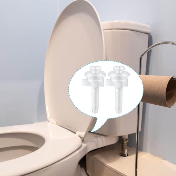 Jetec 2 Pieces Toilet Seat Screws Replacement Kit Plastic Bolts with Plastic Nuts and Washers Parts Kit for Fixing The Top Toilet Seat, White