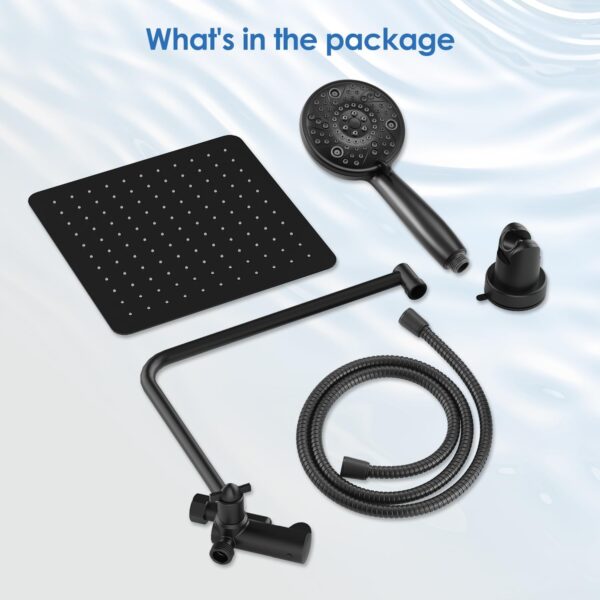 Alesco 10" Shower Heads with Handheld Spray Combo, 12" Extend Shower Arm with 3-Way Diverter Valve, 7-Setting Handheld Spray and High-Pressure Showerhead, Dual Showerheads Set, Matte Black