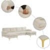Karl home Convertible Sectional Sofa 110" U-Shape Sofa Couch 4-Seat Couch with Chaise ChenilleFabric Upholstered for Living Room, Apartment, Office, Creamy White
