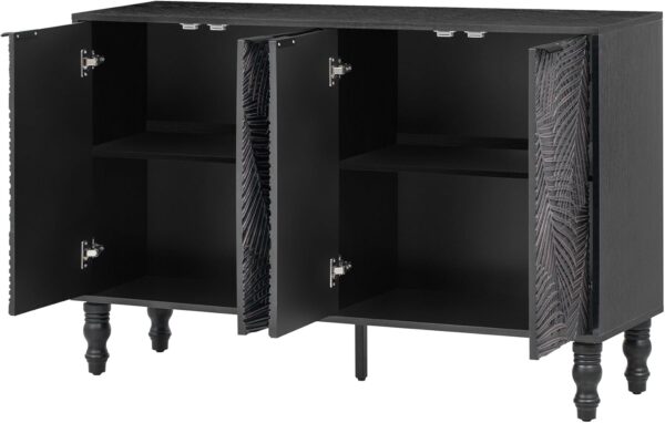 47.2'' Modern TV Stand, Entertainment Center Media Console with 2 Spacious Storage Space, Solid Wood Legs and Anti-tip Device for Living Room, Up to 43'', Black