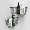MaraFansie Hanging Kitchen Baskets Wire Storage Basket Over the Cabinet Door Organizer, No Drilling Adhesive Basket for Cabinet Pantry Organization and Kitchen, Bathroom, Storage, 2 Pack, Black