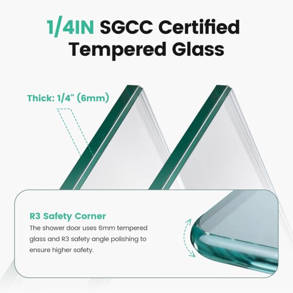 56-60" W x 70" H Semi-Frameless Double Sliding Shower Door, Glass Shower Door with Water Seal Strips and Anti-Collision Protection, 1/4" (6mm) Thick SGCC Tempered Glass, Adjustable Width, Chrome