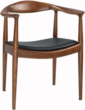 Kennedy Armchair Upholstered Dining Chair, Presidential Mid-Century Modern Accent Chair in Walnut
