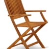 East West Furniture BCMCANA Beasley Patio Dining Folding Arm Chairs - Acacia Wood, Set of 2, Natural Oil