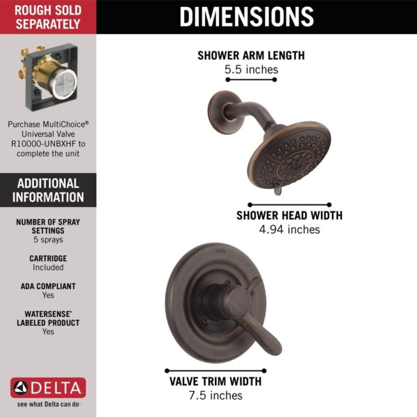 Delta T17238-RB Lahara Shower Faucet, Without Rough, Venetian Bronze