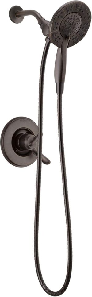 Delta Faucet Linden 17 Series Dual-Function Shower Faucet, Shower Trim Kit with 4-Spray In2ition 2-in-1 Dual Hand Held Shower Head with Hose, Venetian Bronze T17294-RB-I (Valve Not Included)