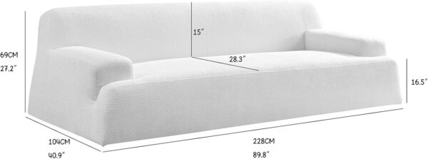 90" Modern Teddy Sofa Couch, 3-Seater Upholstery Boucle Sofa, Deep Seat Monoblock Sofas Luxury Minimalist Couch with Square Wide Arm Comfy for Living Room, Bedroom, Office (Camel)