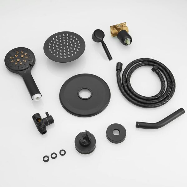 Black Shower Faucet With Handheld Shower Head & Valve Shower System combo With 6 Inch High Pressure Rainfall trim kit Set Complete