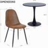 Dining Table Set for 4, Round Kitchen Table with Pedestal Base and 4 Suede Fabric Chairs, 5 Piece Kitchen Table Sets for 2-4 People, Dining Room Table and Chairs, Black Table, Brown Chairs