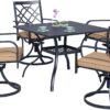 Oakcloud 5-Piece Metal Outdoor Patio Furniture Outdoor Dining Set, 4 Metal Swivel Chairs and Square Dining Table with Umbrella Hole