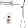 Shower Faucet Set, Rainfall Shower System Complete Wall Mounted for Bathroom with 8 Inch Shower Head and Handheld Rain Mixer Combo Kit with Shower Valve and Shower Trim, Brushed Nickel
