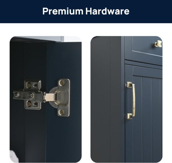 ALBAD 16-Inch Modern Bathroom Vanity with Sink, Compact Bathroom Vanity Set with Storage, Freestanding Small Space Bath Cabinet, Single Sink Cabinet with Adjustable Shelf (Navy Blue, 16 Inch)