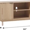 Walker Edison Modern Curved Reeded TV Stand for TVs up to 65 Inches, Credenza with Sliding Doors and Adjustable Shelves, TV Stand with Cord Management Cutout, 60 Inch, Coastal Oak
