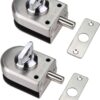 Set of 2 NUZAMAS 304 Stainless Steel Glass Door Locks, Floor Latch Lock, Bolt Ground Lock for Bathroom Toilet Shop Frameless Glass Doors - Half Round