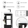 16“ Bathroom Vanity Sink Combo for Small Space, Modern Floor Standing Small Bathroom Vanity with Sink, Bathroom Cabinet Set with 2 Toilet Paper Holders, Black Wallnut