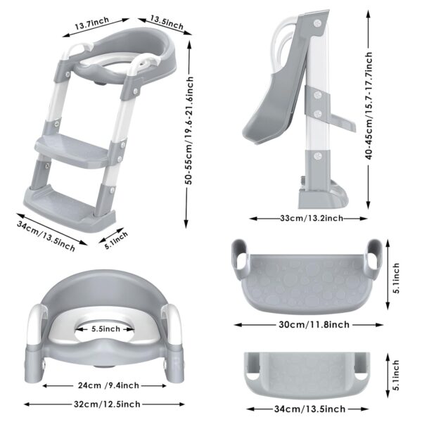 Potty Training Seat with Step Stool Ladder, Toddler Potty Training Toilet for Boys Kids, Potty Chair Adjustable Potty Seat for Toilet with Anti-Slip Wide Steps Splash Guard Safety Handles