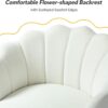 HULALA HOME 3 Piece Velvet Living Room Furniture Set, Including Loveseat & 2 Sofa Chairs, Modern Comfy Upholstered 2-Seater Sofa & Accent Chair Set for Bedroom, Flower Shaped Back & Gold Legs, Ivory