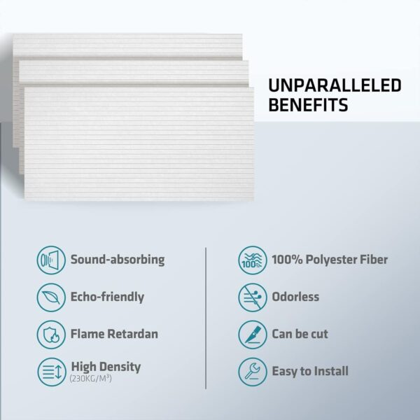 UMIACOUSTICS Decoration Acoustic Panels 3 Pcs Flame Retardant Sound Absorbing Panels, 48” X 24” X 0.4” Sound Proof Panels in Equidistant Slot.