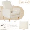COLAMY Fabric Accent Living Room Chairs Set of 2, Upholstered Arm Chair Reading Side Chair, Single Sofa with Back Pillow and Wood Legs, Beige