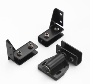 Stainless Steel Glass Door Hinge Double Head Magnetic Catch Closures with ABS Clamp Set for 5-7mm Glass Doors (1, Black)
