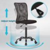 BestOffice Ergonomic Office Chair Desk Chair Mesh Computer Chair Armless Back Support Modern Executive Rolling Swivel Chair with Lumbar Support（Black）