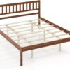 KOMFOTT Queen Size Wood Platform Bed Frame with Headboard, 16-Inch Mid-Century Wooden Bed Frame with Slats Support & 12” Under Bed Storage Space, Retro Mattress Foundation, No Box Spring Needed