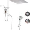 61APmu-jGVL._AC_SL1500_.jpg Dual Shower Head with Filter Combo,Stainless Steel 10in Rainfall Showerhead with 10in Height Adjustable Slide Bar&3-Way Diverter,Handheld Shower Head with On Off Switch&Adhesive Shower Holder