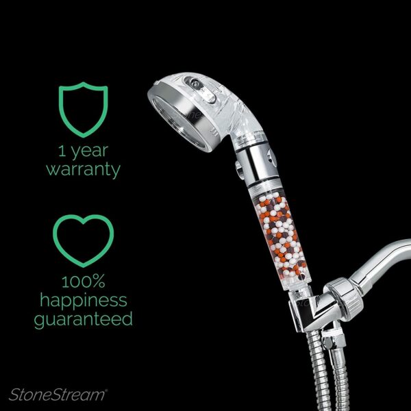 61AYECcXFlL._AC_SL1500_.jpg Original StoneStream Filtered Shower Head, Eco Power High Pressure Water Softener Showerhead with ON/OFF switch and Spa like Ionic beads for Dry Skin & Hair — 3 Spray Settings