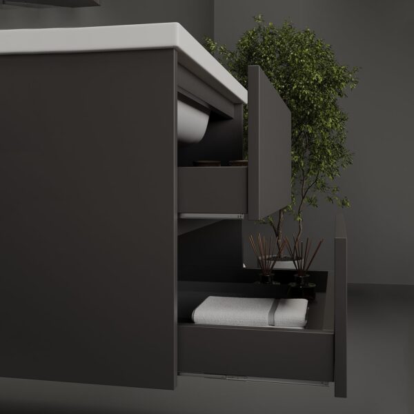 24 Inch Bathroom Vanity with Sink, Floating Vanity with 2 Drawers, Wall Mounted Modern Cabinet with Faucet, Pop-up Drain, P-Trap, Grey