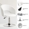 Furniliving Vanity Chair with Arm, PU Leather Chair for Vanity, Swivel Accent Chair, Adjustable Height Makeup Chair with Chrome Base, Living Room Chair for Bedroom, Makeup Room, Study Room, IvoryWhite