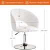Furniliving Vanity Chair with Arm, PU Leather Chair for Vanity, Swivel Accent Chair, Adjustable Height Makeup Chair with Chrome Base, Living Room Chair for Bedroom, Makeup Room, Study Room, IvoryWhite